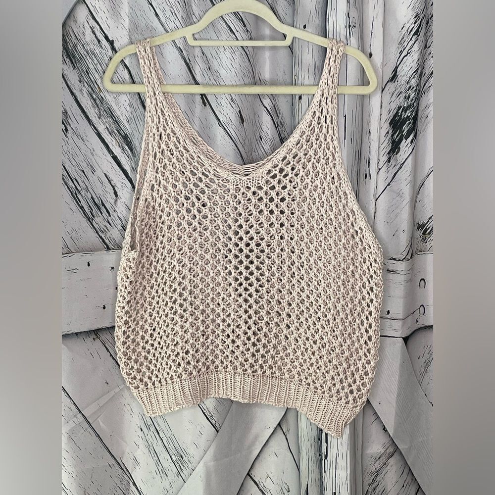 Brand Bazar Crochet Sleeveless Sweater Blush Pink M